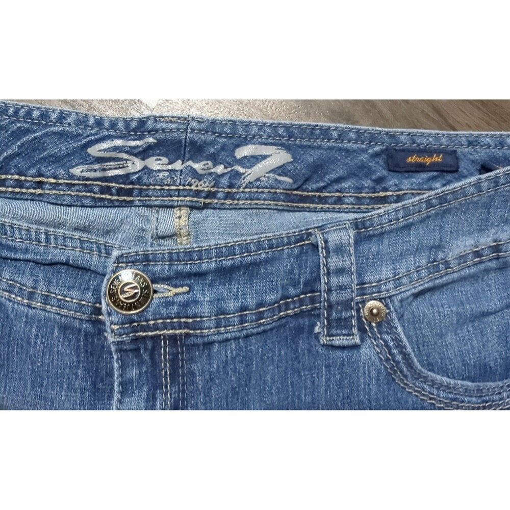 Seven7 Jeans 7 Luxe Straight Plus Sz 20 Stretch Distressed Destroyed Medium Mid - Picture 2 of 5